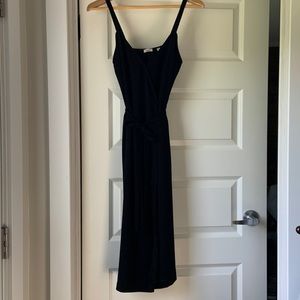 Wilfred Black Midi Slip Dress with Tie Waist